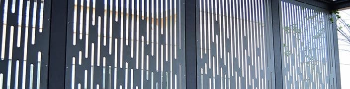 Metal privacy screen outdoors.