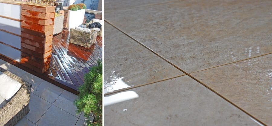 Close up of patio pavers.