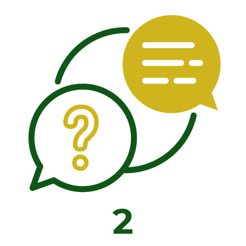 Chat bubbles icon with the number 2 below it.